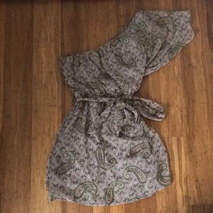 Paisley One-Shoulder Mini Dress